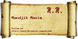 Mandjik Maxim névjegykártya